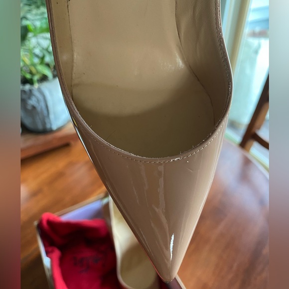 Pigalle Follies Louboutin Size 37.5 Nude Pointed High Heel Shoe With Box and Bag - Picture 12 of 14